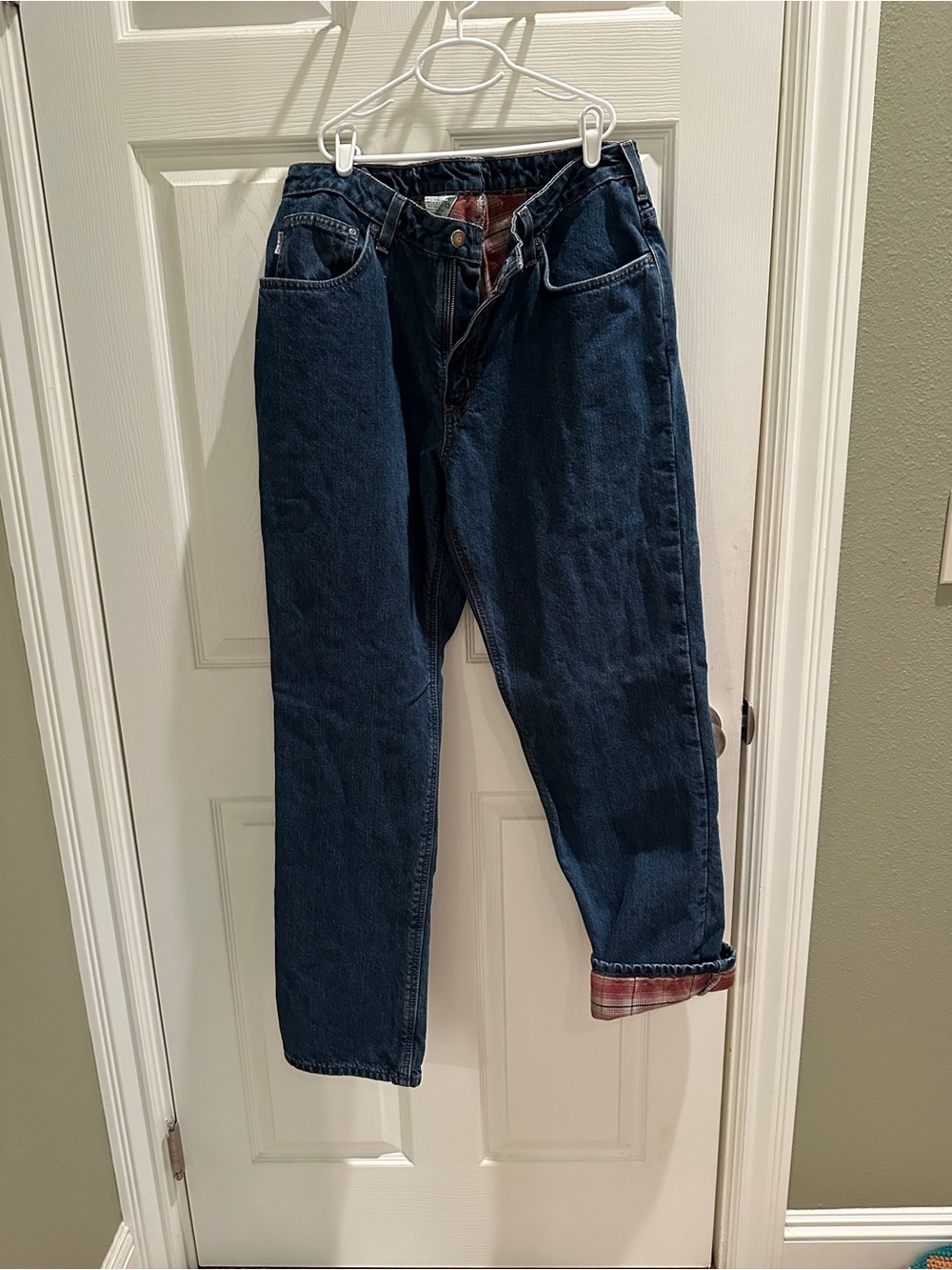 Carhartt Women's Flannel Lined Straight Leg Dark Blue Jeans 14x32